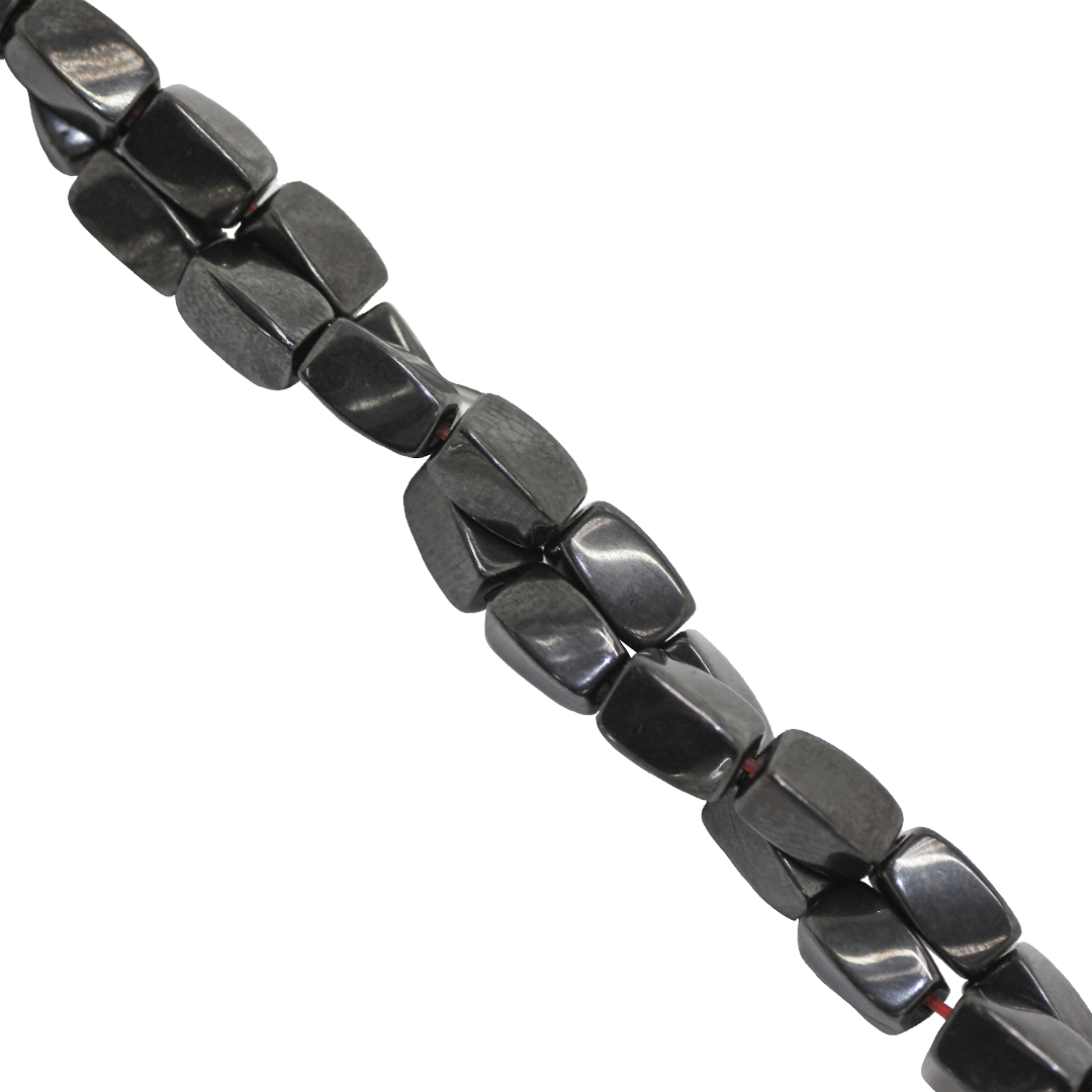 Hematite (Magnetic) Tube Twisted, Semi-Precious Stone, 8mm x 5mm, Approx 48 pcs per strand