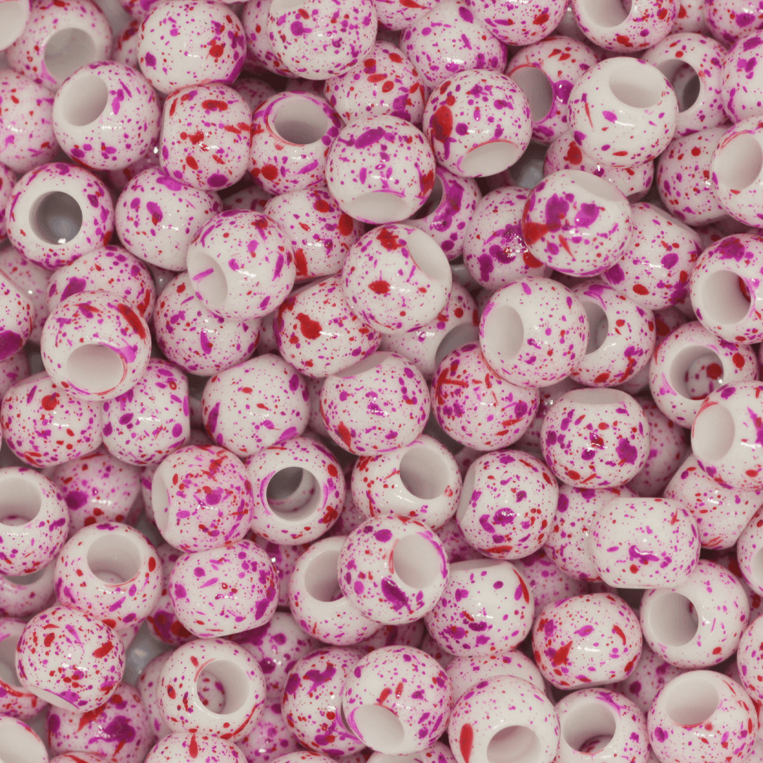 Plastic Beads Bulk Bag, Splatter Paint, Large Hole, 10mm, Sold Per pkg of Approx 180