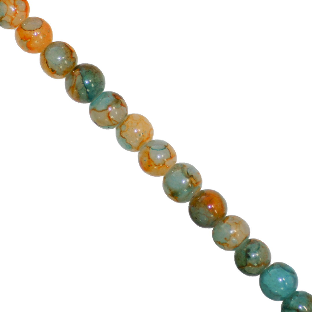Marble Style Glass Beads, Tie Dyed, 4mm, Approx 190 pcs per strand, Available in Multiple Colours