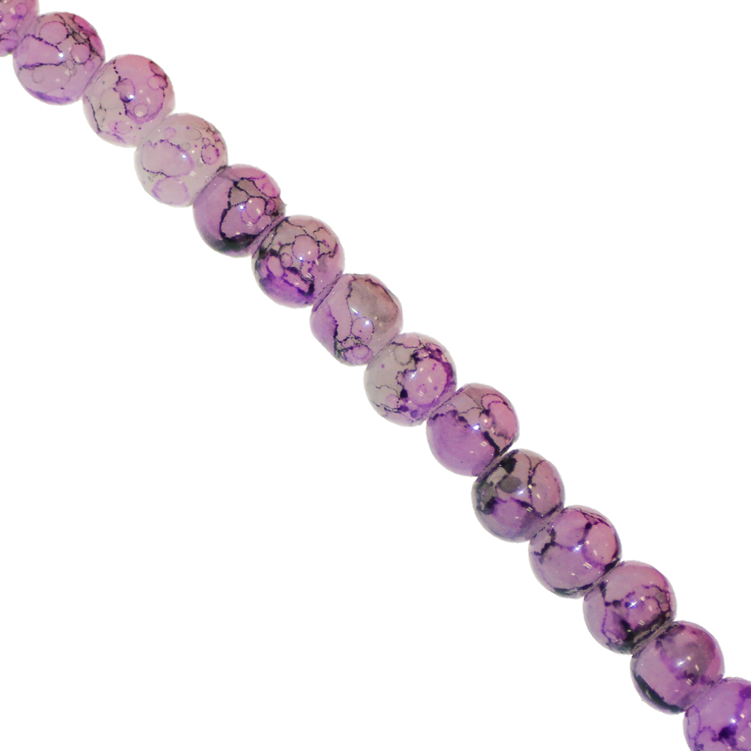 Marble Style Glass Beads, Tie Dye, 4mm, Approx 190 pcs per strand, Available in Multiple Colours