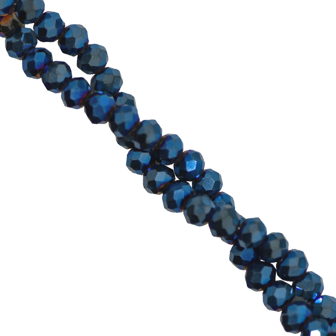 Glass Crystal Beads, Faceted, Rondelle, Metallochrome, 3mm, Approx 150 pcs per strand, Available in Multiple Colours
