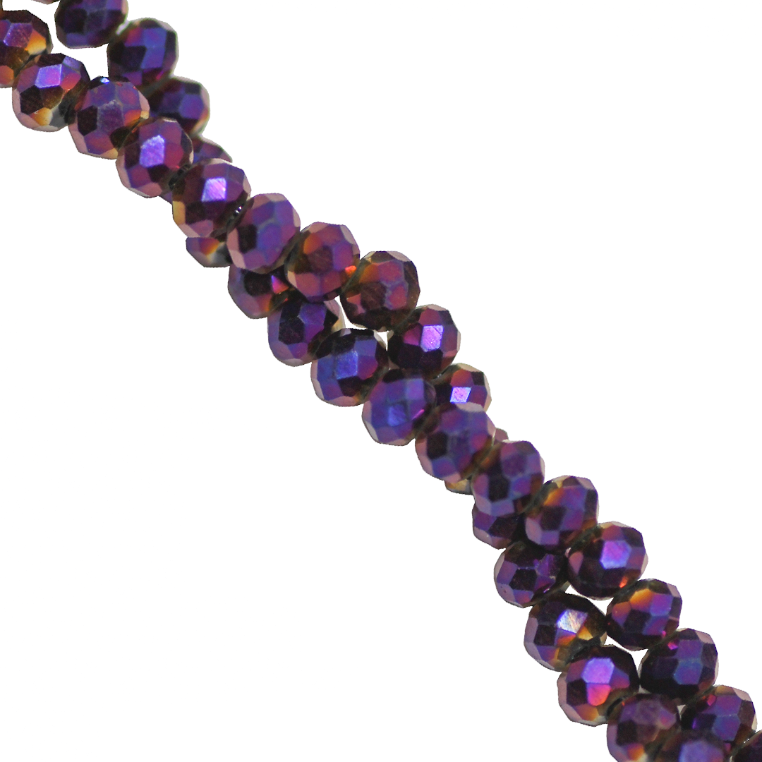 Glass Crystal Beads, Faceted, Rondelle, Metallochrome, 3mm, Approx 150 pcs per strand, Available in Multiple Colours