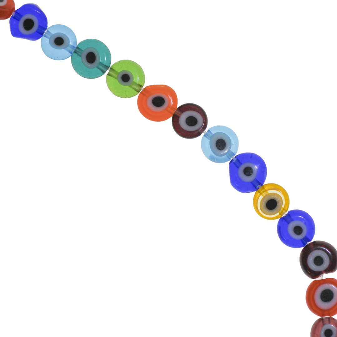 Glass Beads, Flat Evil Eye, Available in Multiple Colours and Sizes