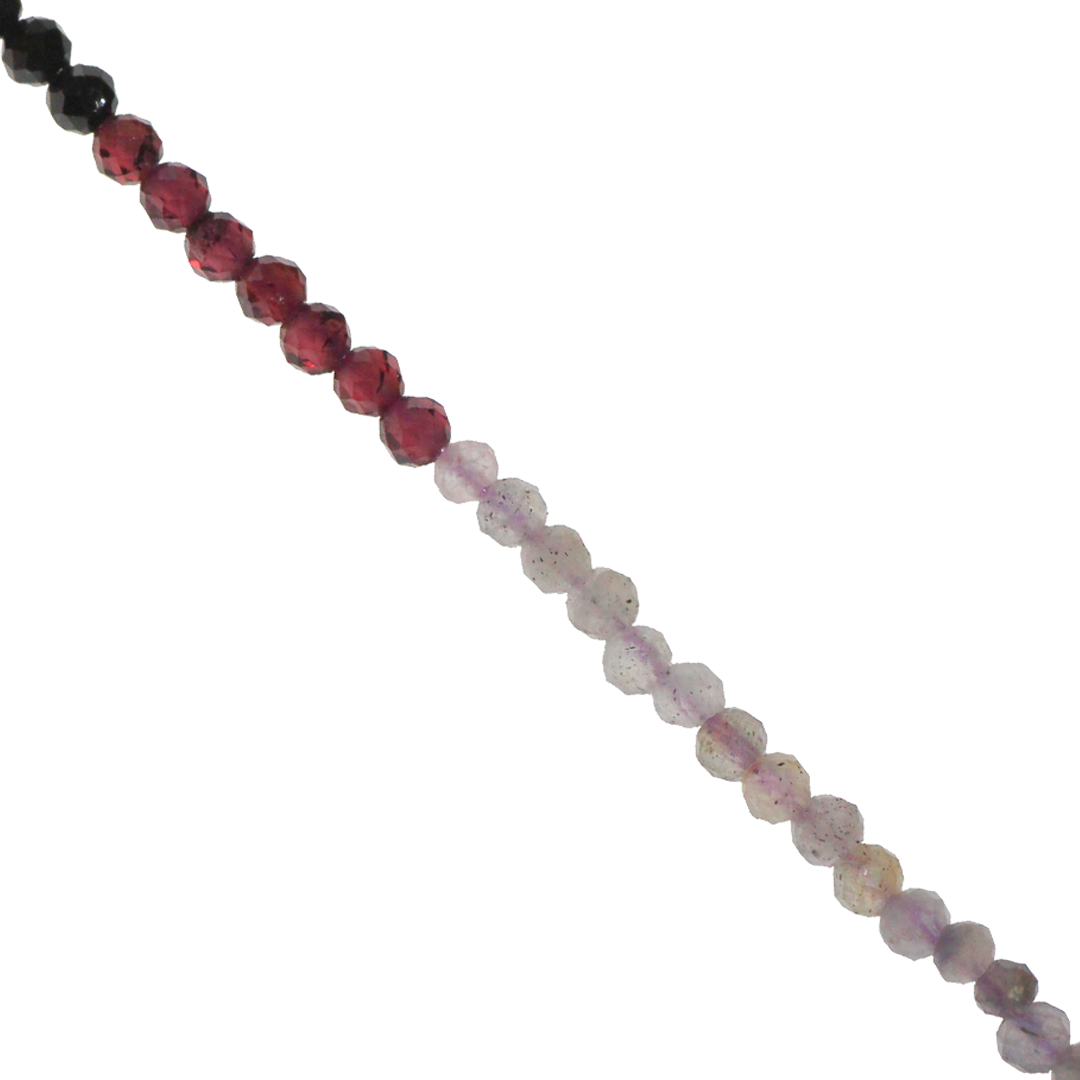 Mixed Gemstones Beads, Faceted, Round, Semi-Precious Stones, 2-2.5mm, Approx 160 pcs per strand