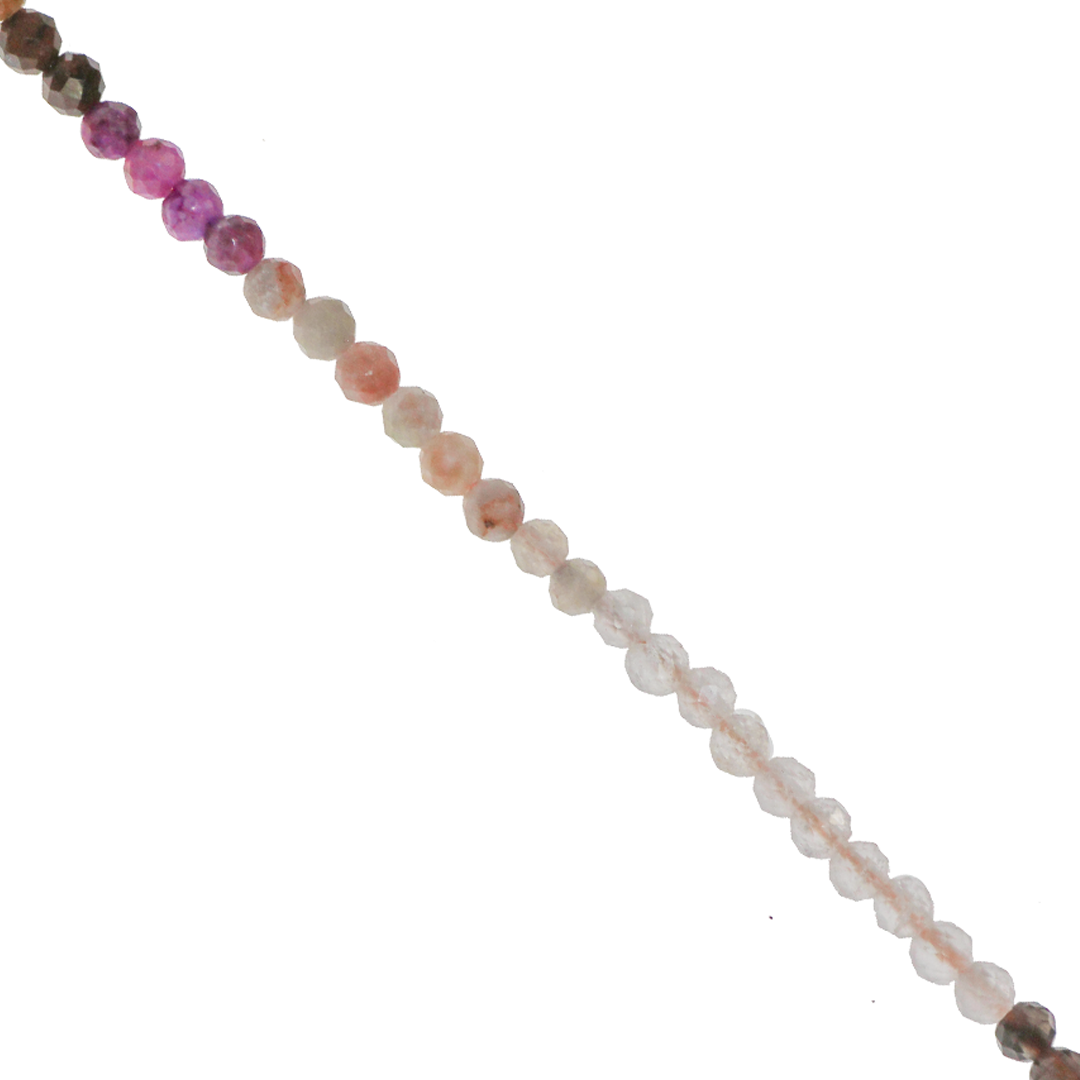 Mixed Gemstones Beads, Faceted, Round, Semi-Precious Stones, 2-2.5mm, Approx 160 pcs per strand