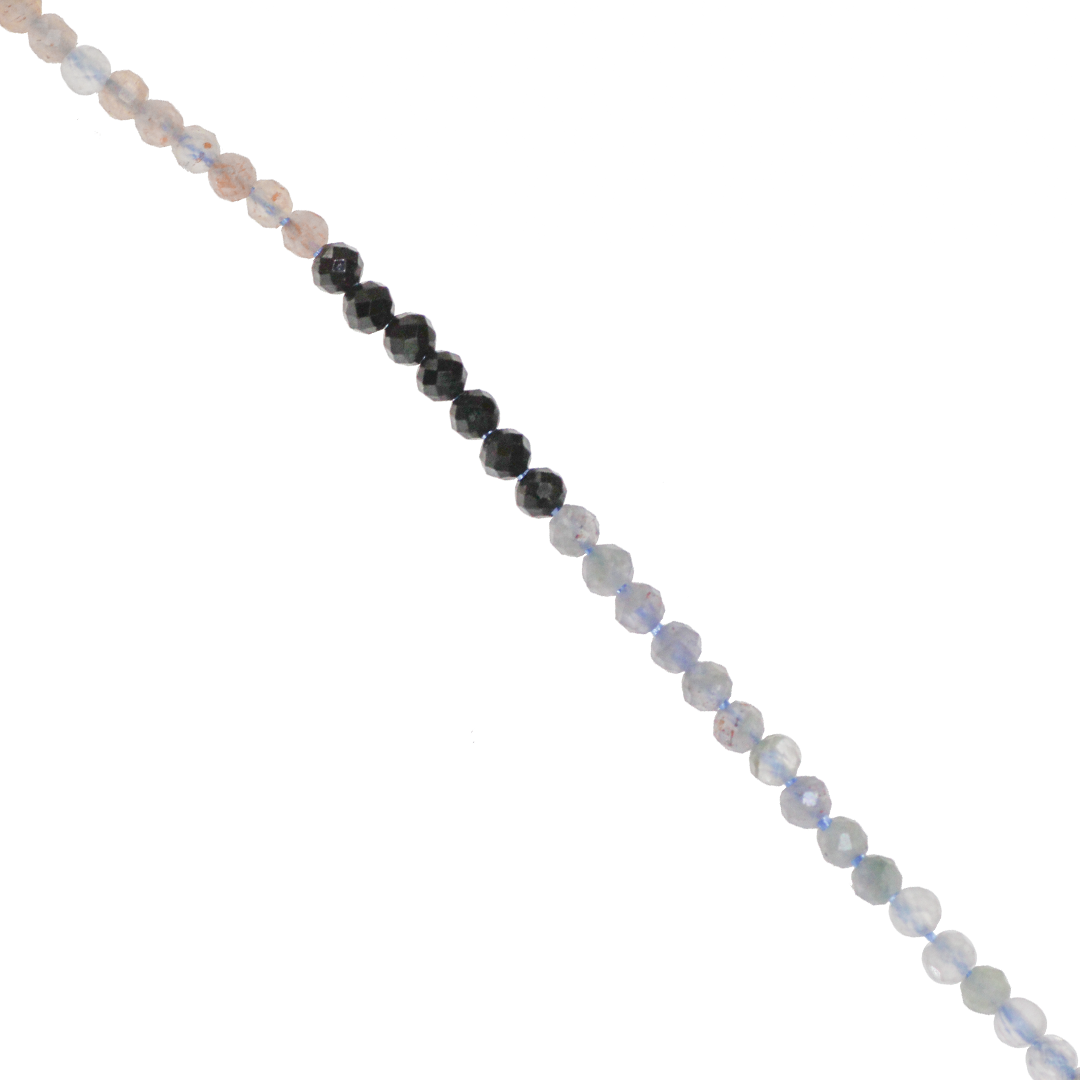 Mixed Gemstones Beads, Faceted, Round, Semi-Precious Stones, 2-2.5mm, Approx 160 pcs per strand