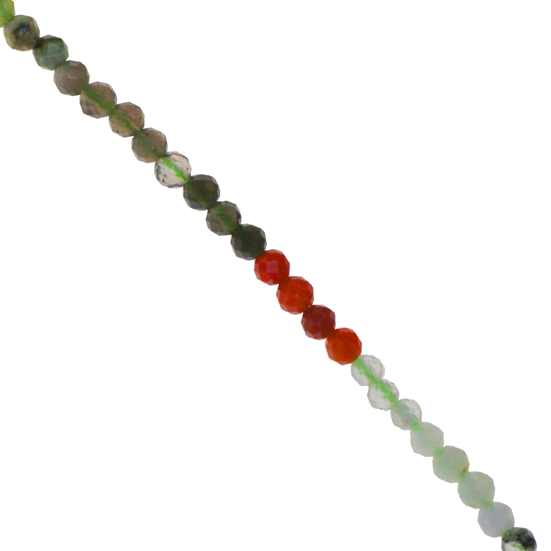Mixed Gemstones Beads, Faceted, Round, Semi-Precious Stones, 2-2.5mm, Approx 160 pcs per strand