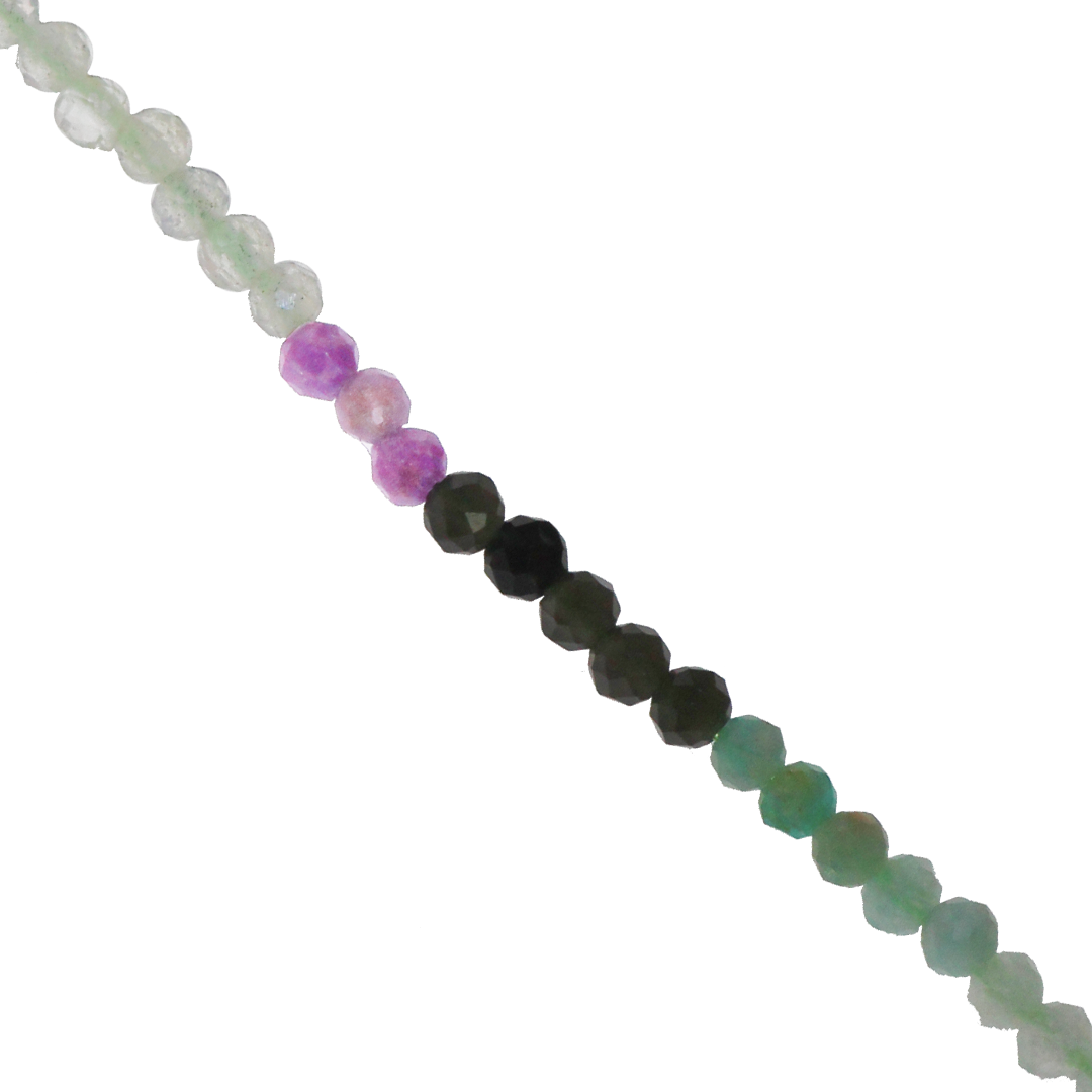 Mixed Gemstones Beads, Faceted, Round, Semi-Precious Stones, 2-2.5mm, Approx 160 pcs per strand