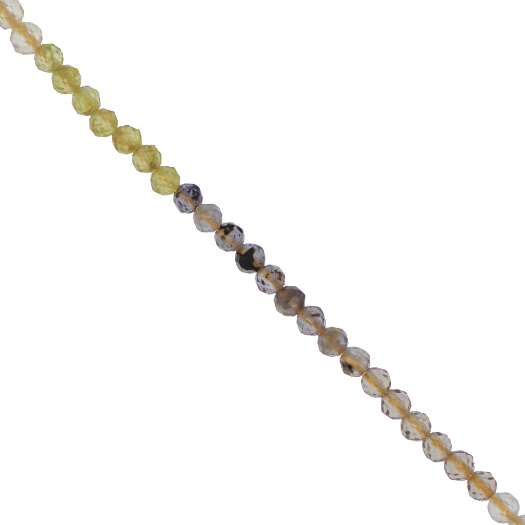 Mixed Gemstones Beads, Faceted, Round, Semi-Precious Stones, 2-2.5mm, Approx 160 pcs per strand