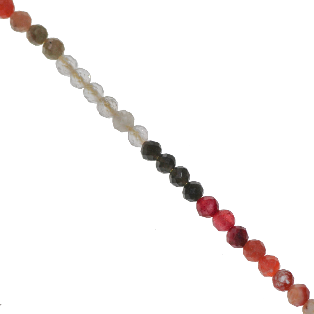 Mixed Gemstones Beads, Faceted, Round, Semi-Precious Stones, 3-3.5mm, Approx 120 pcs per strand