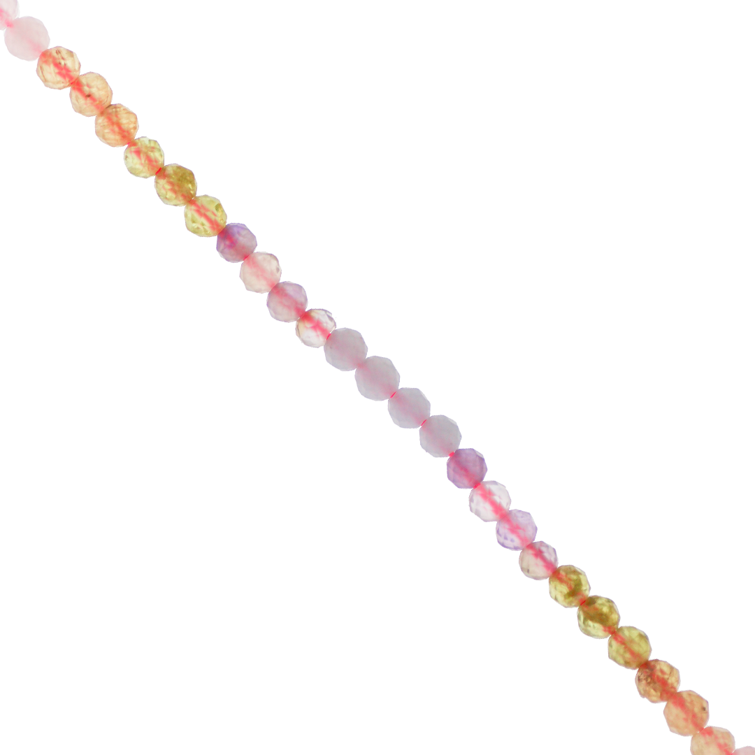 Mixed Gemstones Beads, Faceted, Round, Semi-Precious Stones, 3-3.5mm, Approx 120 pcs per strand