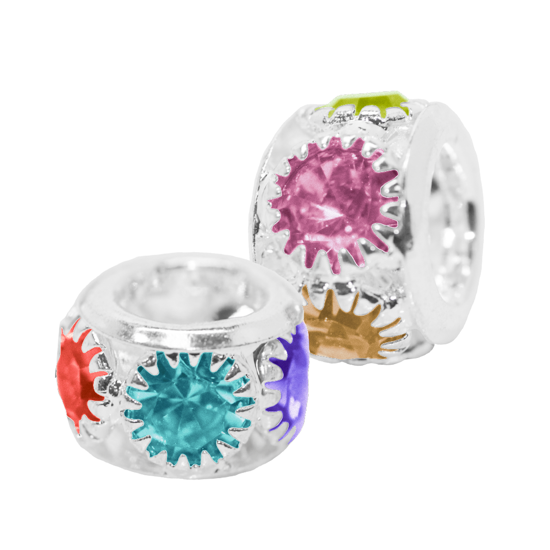 Spacers, Rhinestone Rondelle, Silver, Alloy, Available in Multiple Colours and Sizes, 6 pcs per bag