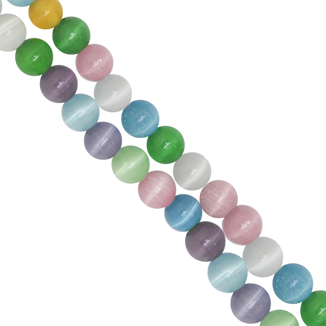 Cats Eye, Glass Beads, Available in 3 Sizes and 12 Colours