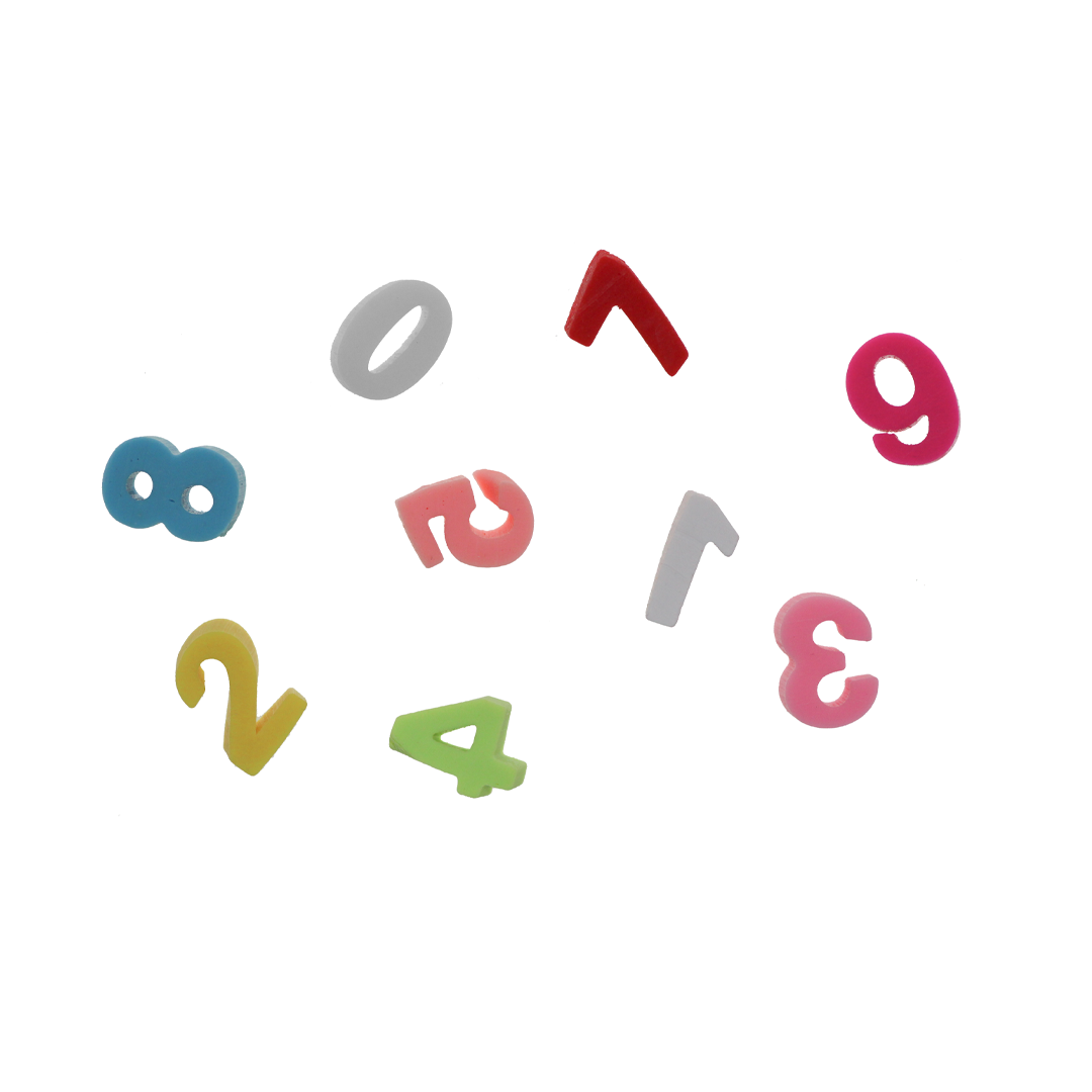 Polymer Clay Beads, Numbers, Mixed Colours, No Hole, Approx 8-10mm, Approx 90 pcs