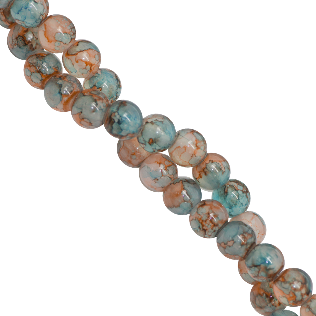 Marble Style Glass Beads, 8mm, Tie Dye, Approx 100 pcs per strand, Available in Multiple Colours