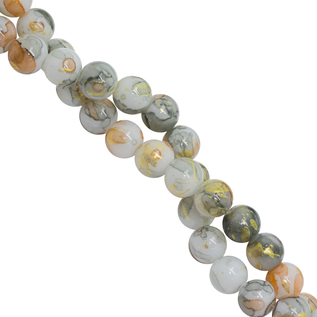 Marble Style Glass Beads, 10mm, Tie Dye, Approx 80 pcs per strand, Available in Multiple Colours