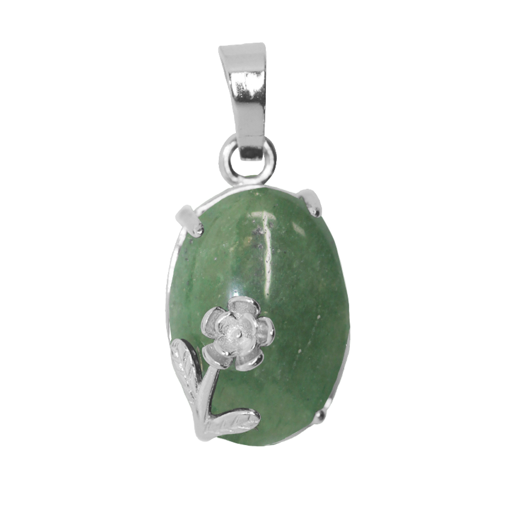 Gemstone Pendant, Oval, Silver, Alloy, 22mm x 13mm, Available in Multiple Gemstones, 1 pc