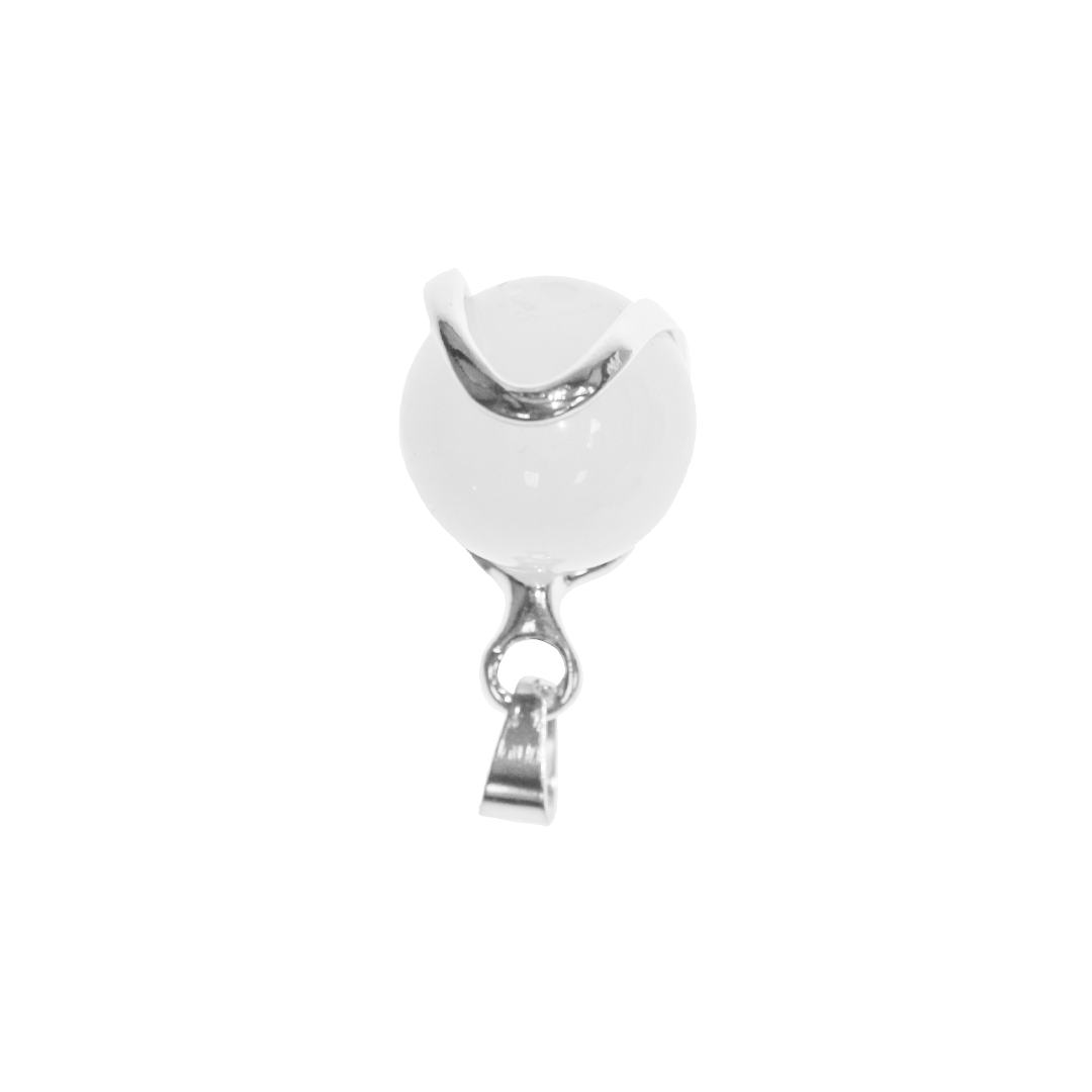 Gemstone Pendant, Sphere, Semi-Precious Stone, Silver, Approx 24.5mm x 16mm, Sold Per pkg of 1, Available in Multiple Gemstones