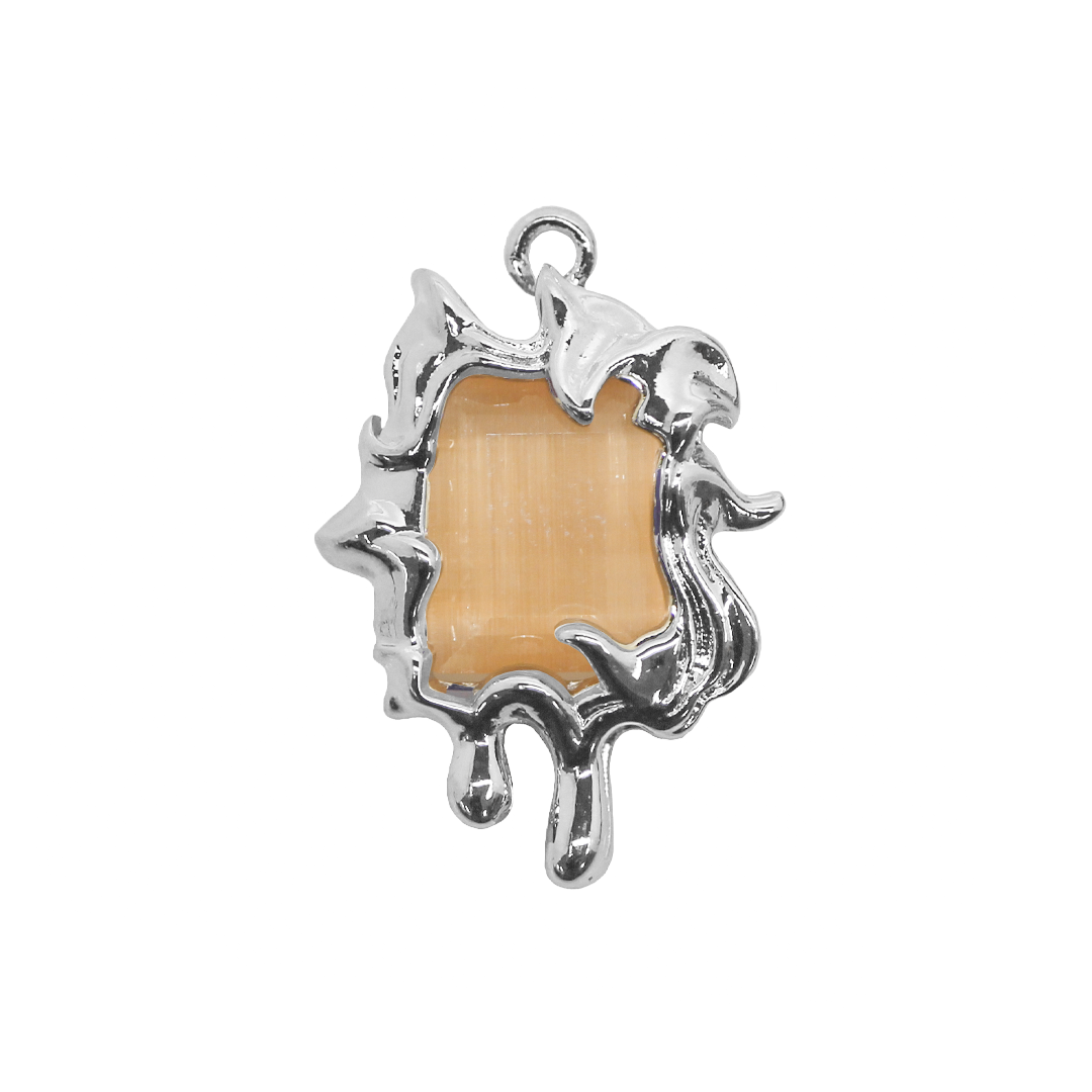 Pendant, Cats Eye, Irregular, 22mm x 15mm, Sold Per pkg of 1, Available in Multiple Colours