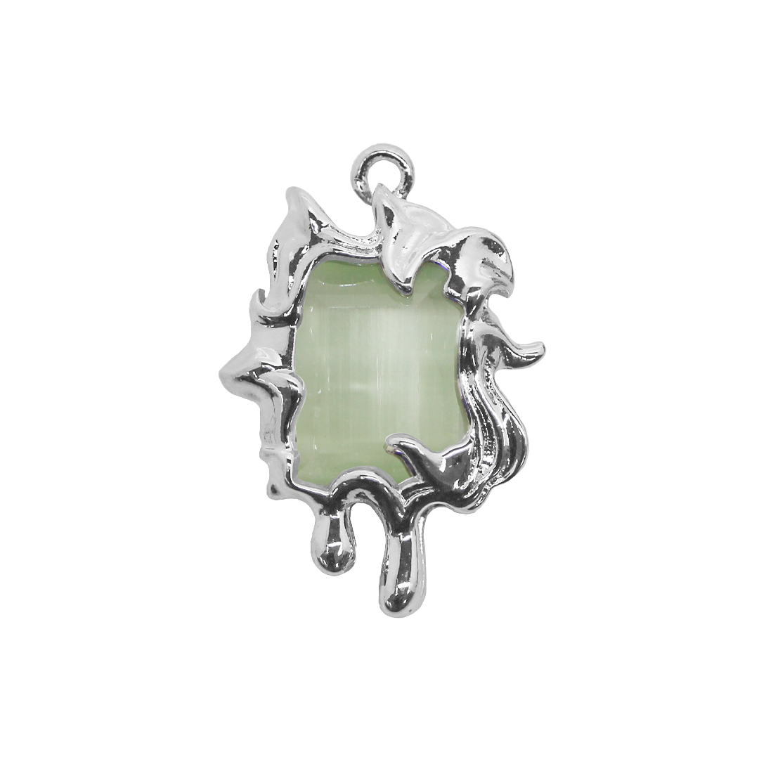 Pendant, Cats Eye, Irregular, 22mm x 15mm, Sold Per pkg of 1, Available in Multiple Colours