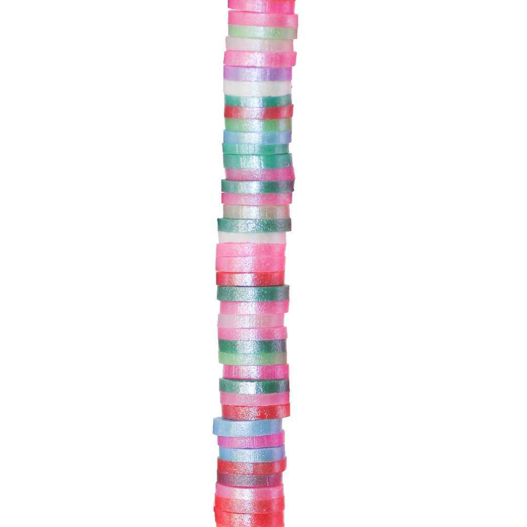 Heishi Beads, Shiny, Flat Disk Polymer Clay Beads, 6mm, Available in Multiple Colours