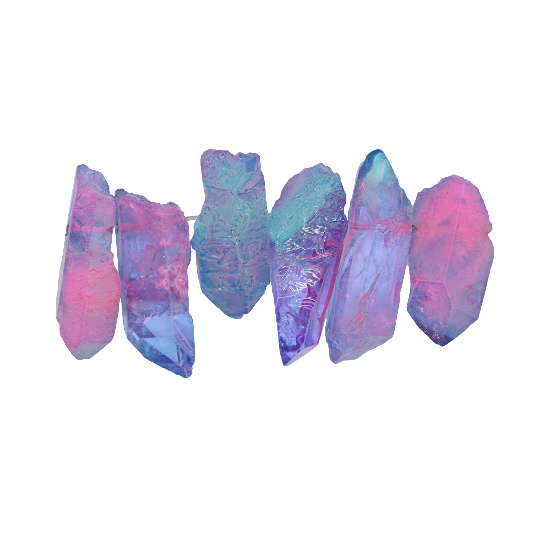 Aura Quartz Point, Approx 30-40mm, 6 pcs per strand, Available in Multiple Colours