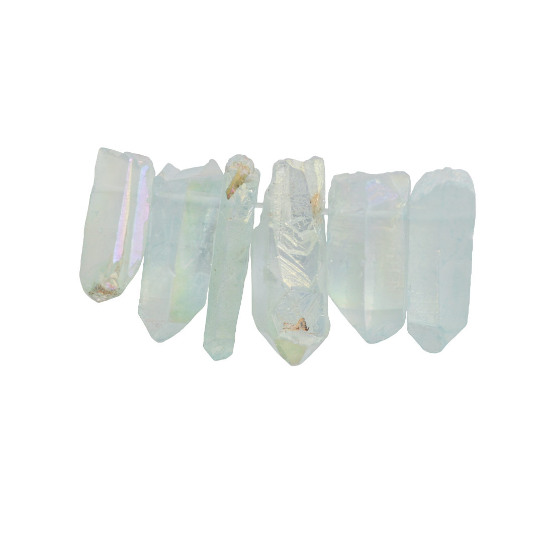 Aura Quartz Point, Small, Light Blue, Approx 20-25mm, 6 pcs per strand