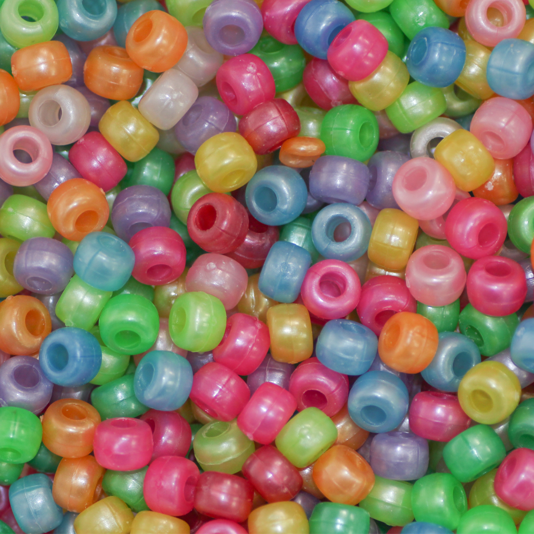 Plastic Beads Bulk Bag, Pony Beads, Pastel Mix, 8.5mm, Sold Per pkg of Approx 600