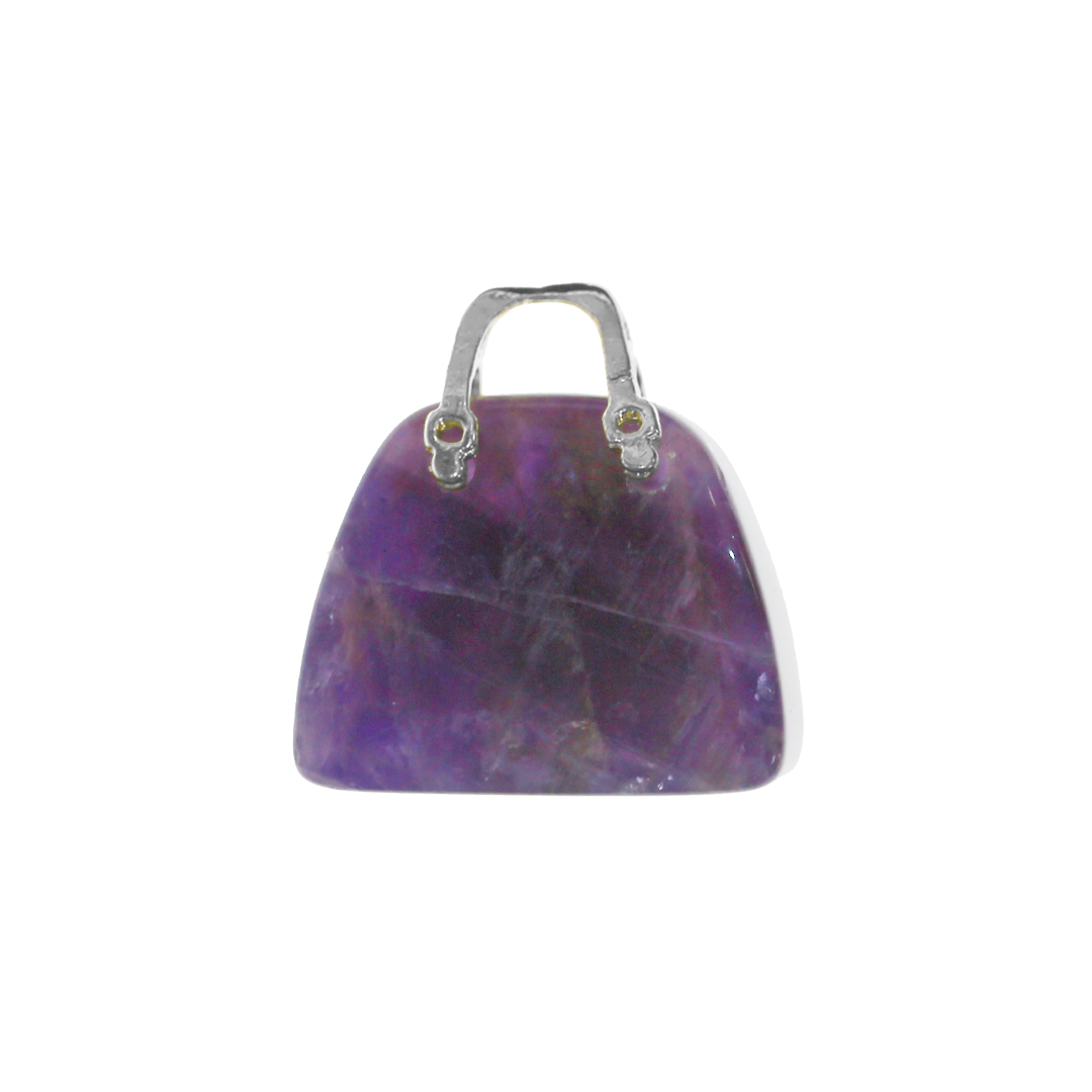 Gemstone Pendant, Handbag, Semi-Precious Stone, Approx 26mm x 25mm, Sold Per pkg of 1, Available in Multiple Gemstones