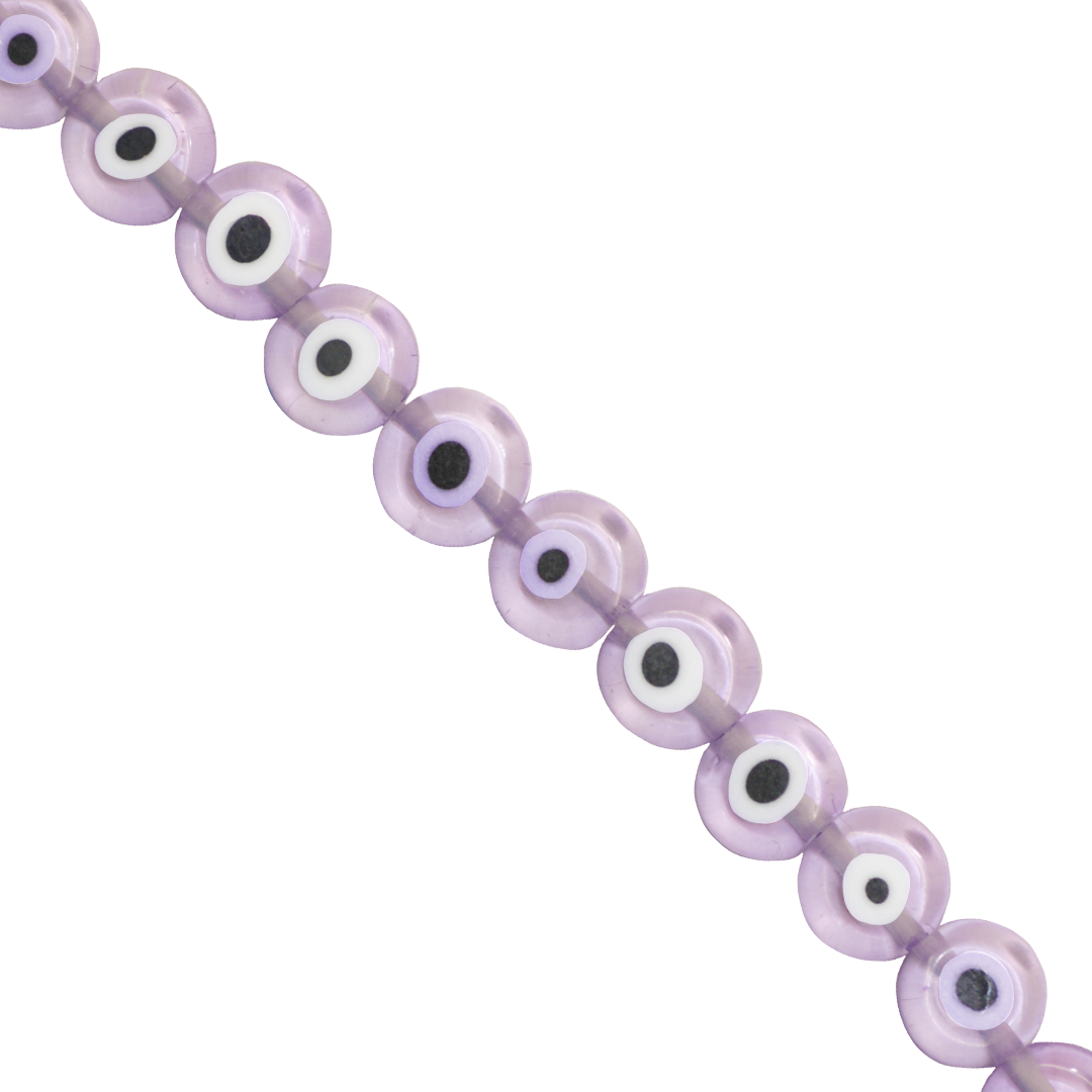 Glass Beads, Flat Evil Eye, Transparent, 8mm, Approx 45 pcs per strand, Available in Multiple Colours