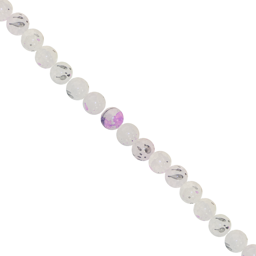 Cracked Glass Beads, Splatter Paint Design, 10mm, Approx 70 pcs per strand, Available in Multiple Colours