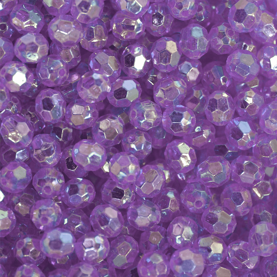 Plastic Beads Bulk Bag, Round, Faceted, 7.5mm x 8.5mm, Available in Multiple Colours, Sold Per pkg of Approx 450+