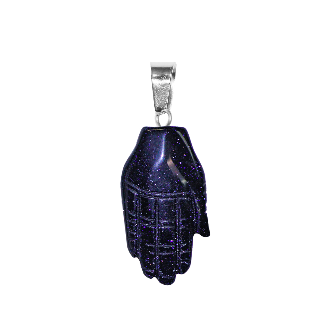 Gemstone Pendant, Hand, 43mm x 23mm, Available in Multiple Gemstones - 1 pc