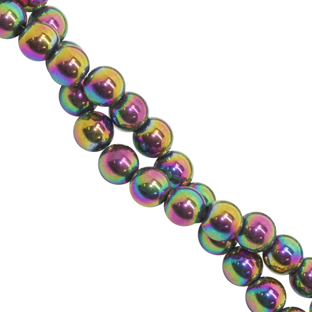 Hematite, Round, Plated, Available in Multiple Sizes and Colours