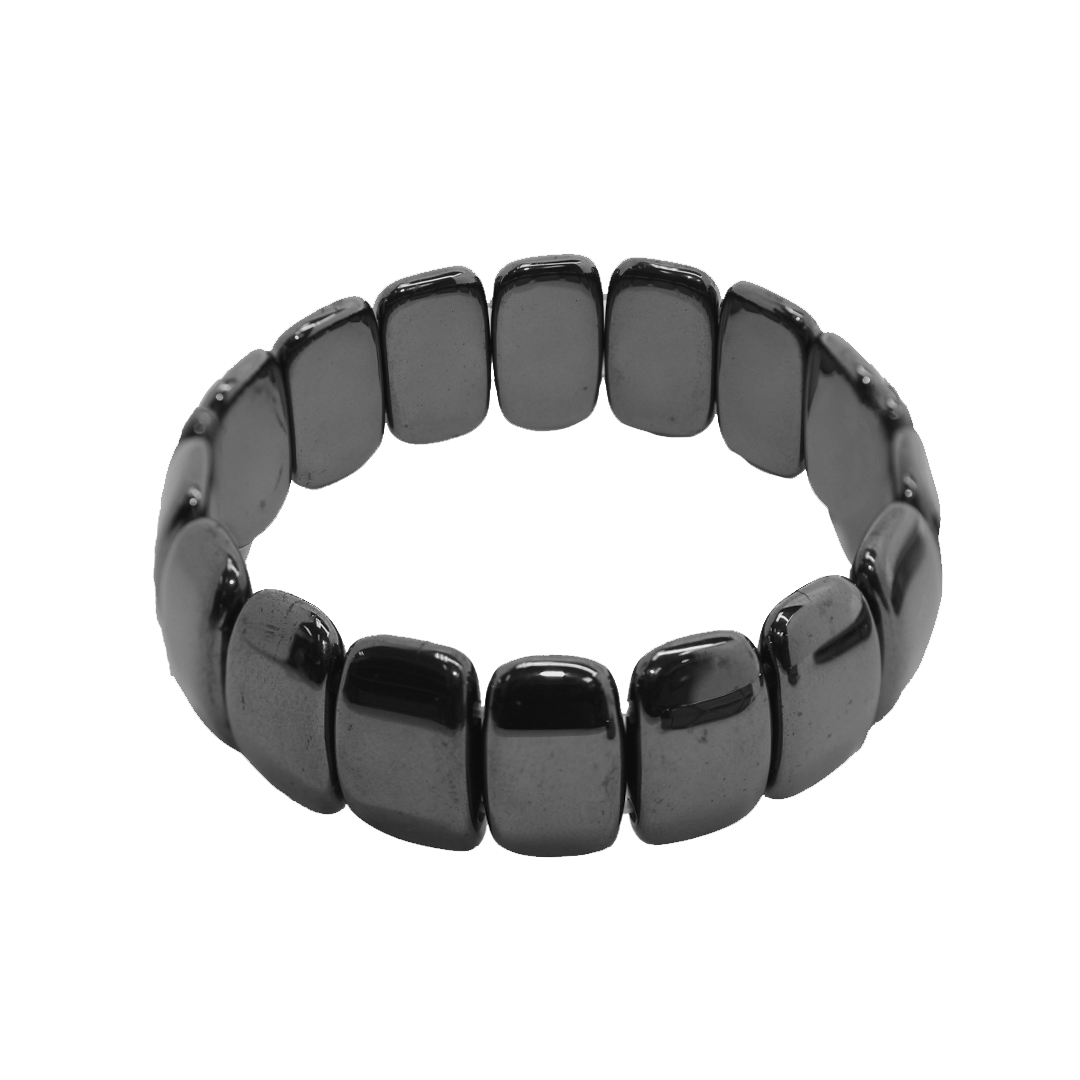 Hematite Stretchy Rectangle Bracelet, 19mm x 12mm (Bead), Semi-Precious Stone, 1 pc