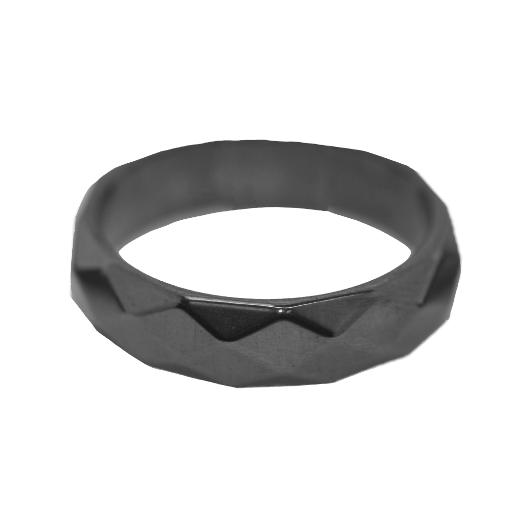 Faceted Hematite Ring, Semi-Precious Stone, 1 pc, Available in Size 16, 17, 18, 21