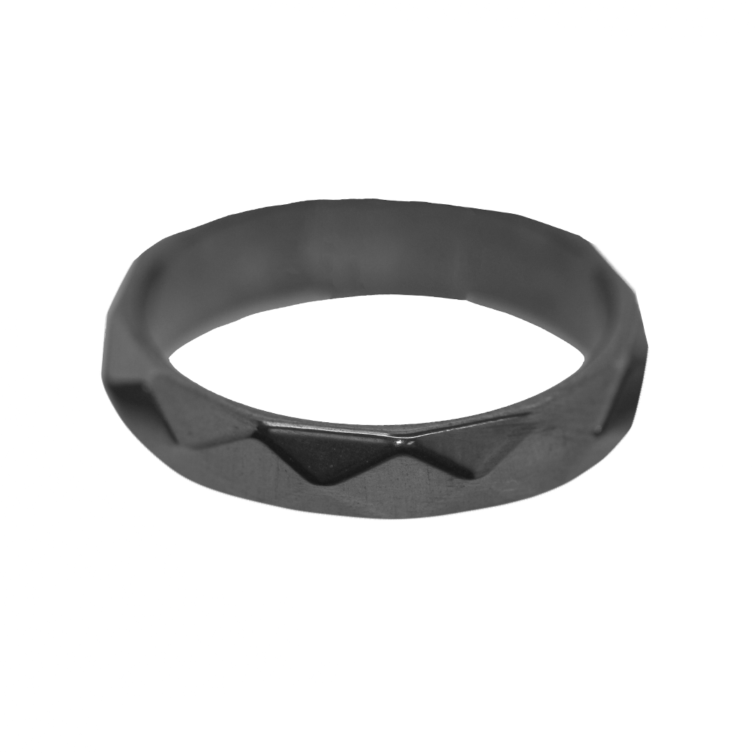 Faceted Hematite Ring, Semi-Precious Stone, 1 pc, Available in Size 17, 19,20, 21