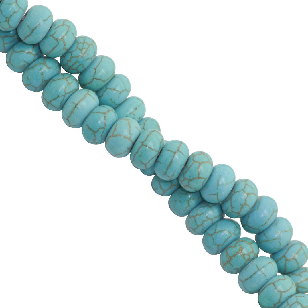 Blue Magnesite, Rondelle, Semi-Precious Stone, Available in Multiple Sizes