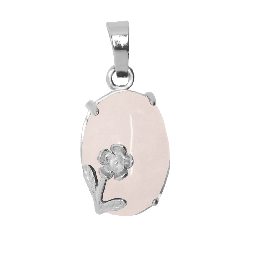 Gemstone Pendant, Oval, Silver, Alloy, 22mm x 13mm, Available in Multiple Gemstones, 1 pc