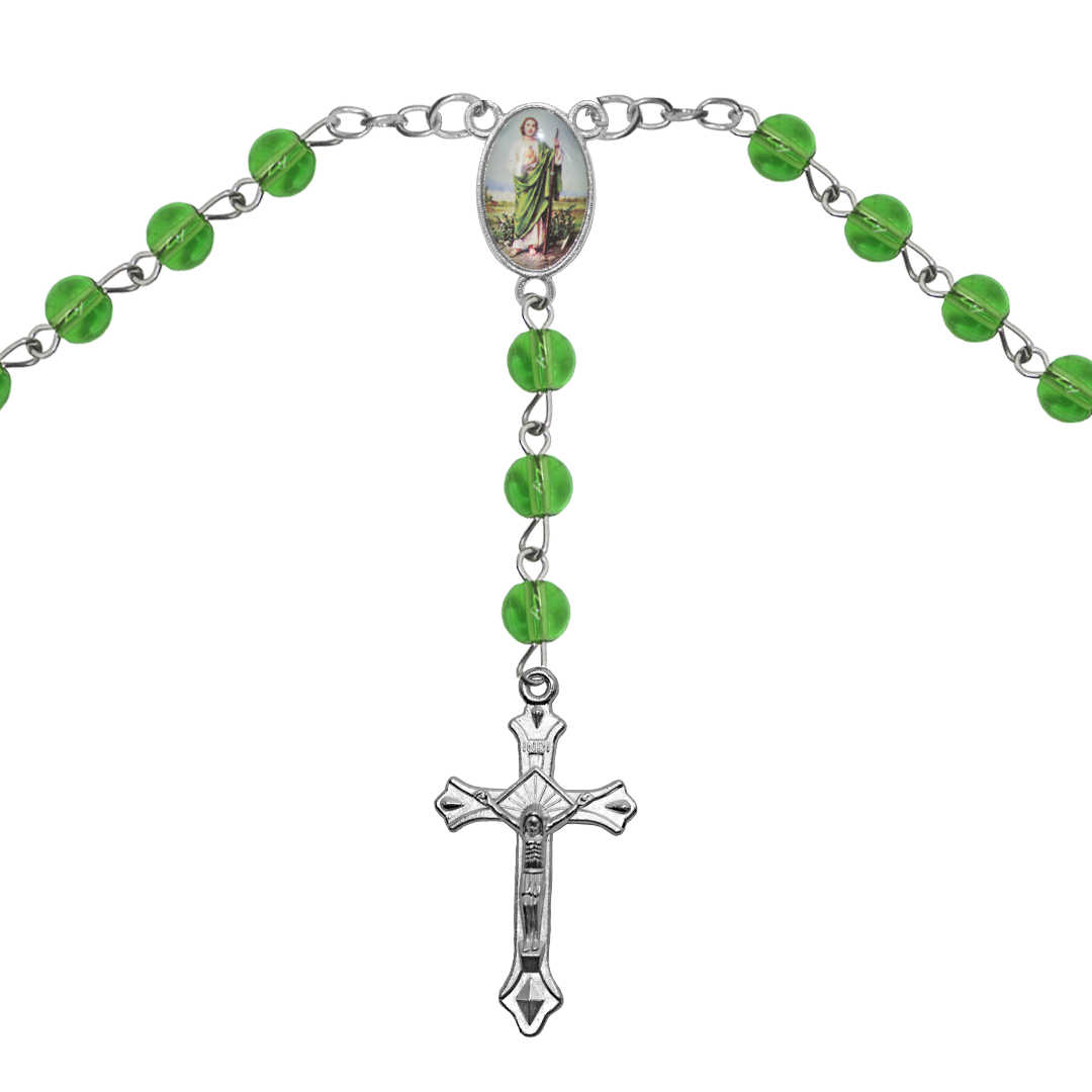 Rosary Necklace, Silver, Alloy, 6mm Round Glass Beads, 20"- 1 Pc, Available in Multiple Colours