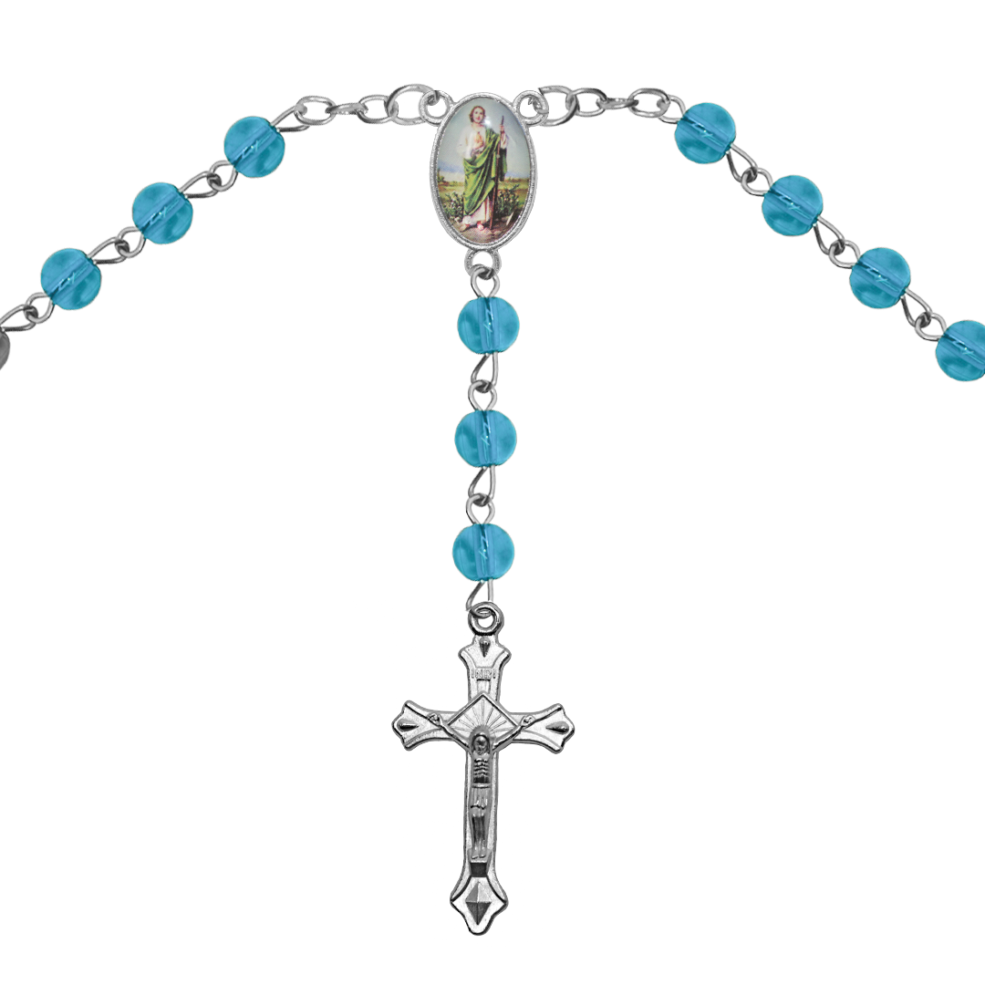 Rosary Necklace, Silver, Alloy, 6mm Round Glass Beads, 20"- 1 Pc, Available in Multiple Colours