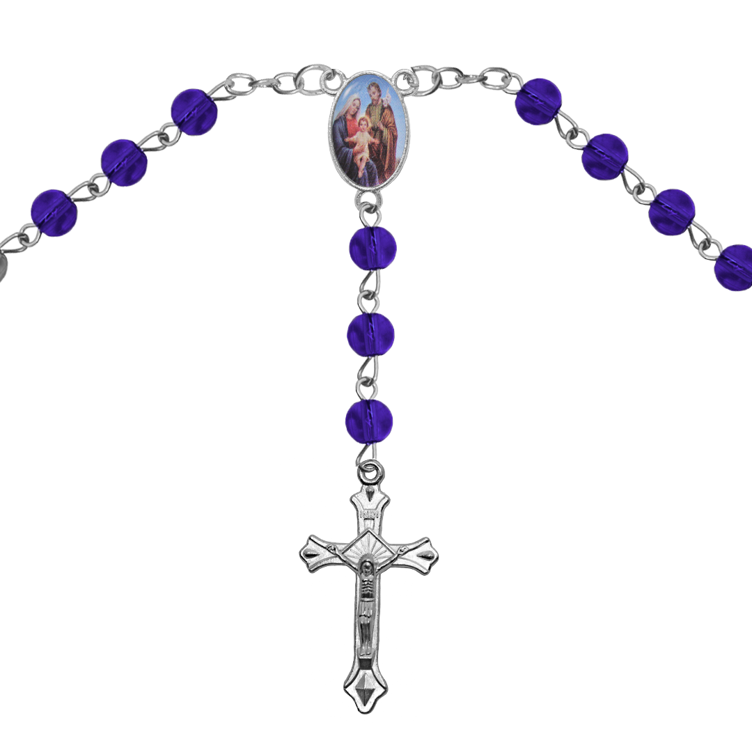 Rosary Necklace, Silver, Alloy, 6mm Round Glass Beads, 20"- 1 Pc, Available in Multiple Colours