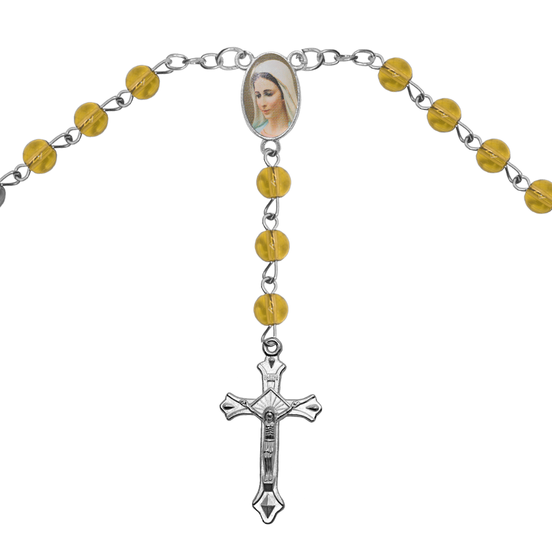Rosary Necklace, Silver, Alloy, 6mm Round Glass Beads, 20"- 1 Pc, Available in Multiple Colours