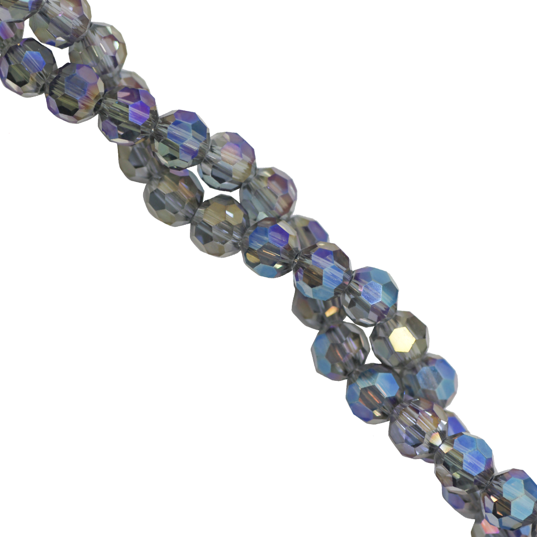 Glass Crystal Beads, Round, Faceted, 6mm, Approx 90 pcs per strand, Available in Multiple Colours