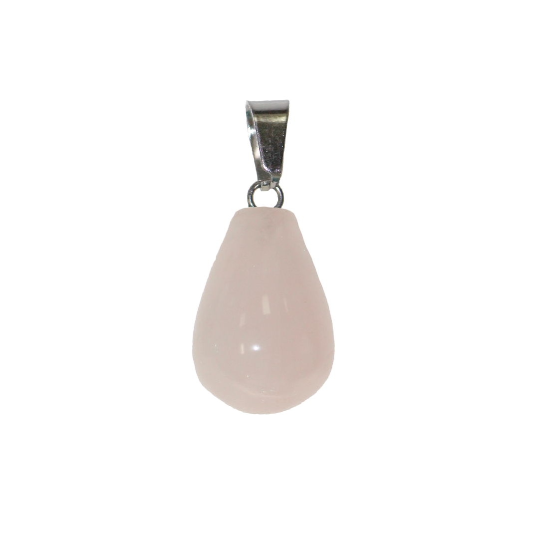 Rose Quartz Pendant, Water Drop, Semi-Precious Stone, 18mm x 13mm, Sold Per pkg of 1