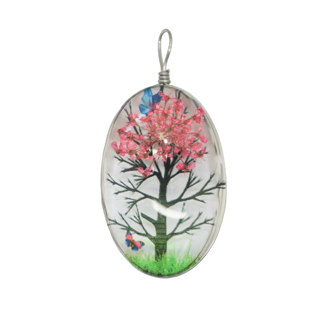 Pendant, Tree of Life, Oval, Resin, 39mm x 19.5mm, Sold Per pkg of 1