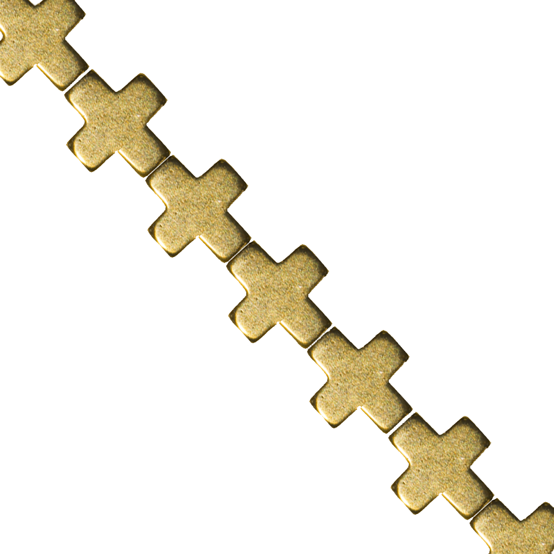 Hematite, Cross, Plated, 10mm x 10mm, Approx 35+ pcs per strand, Available in Multiple Colours
