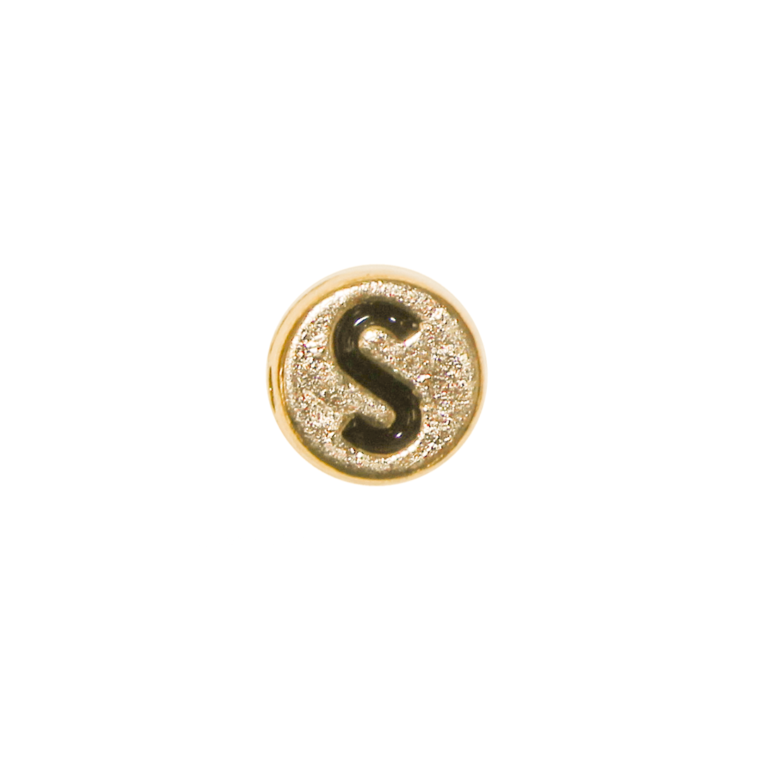 Spacer, Alphabet, Round, Flat, Gold, Alloy, 8mm, Sold Per pkg of 5