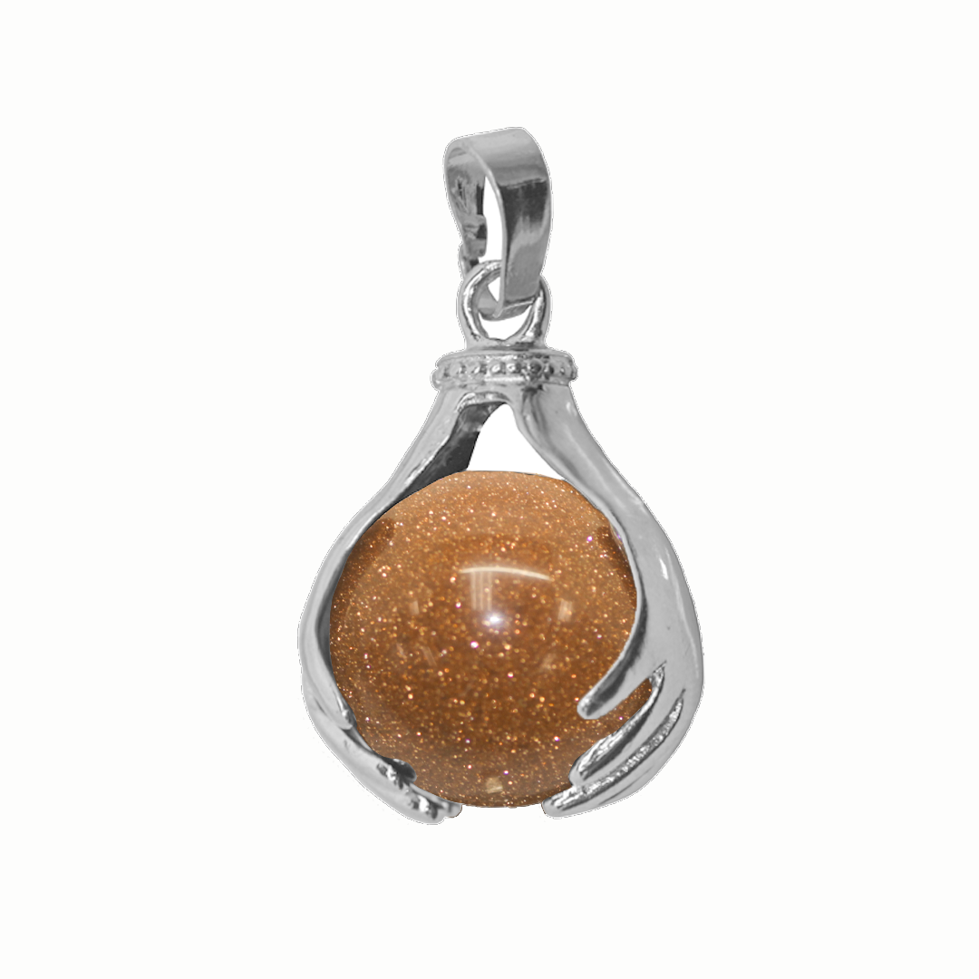 Gemstone Pendant, Healing Hands, Silver, Alloy, 27mm x 18.5mm, Available in Multiple Gemstones, 1 pc