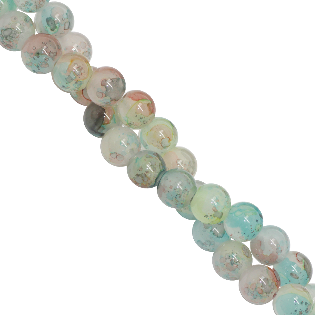 Marble Style Glass Beads, 8mm, Tie Dye, Approx 100 pcs per strand, Available in Multiple Colours